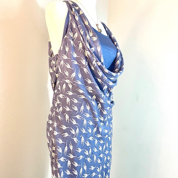 Esley Cat Print Drape Neck Maxi Dress - Picture 6 of 13